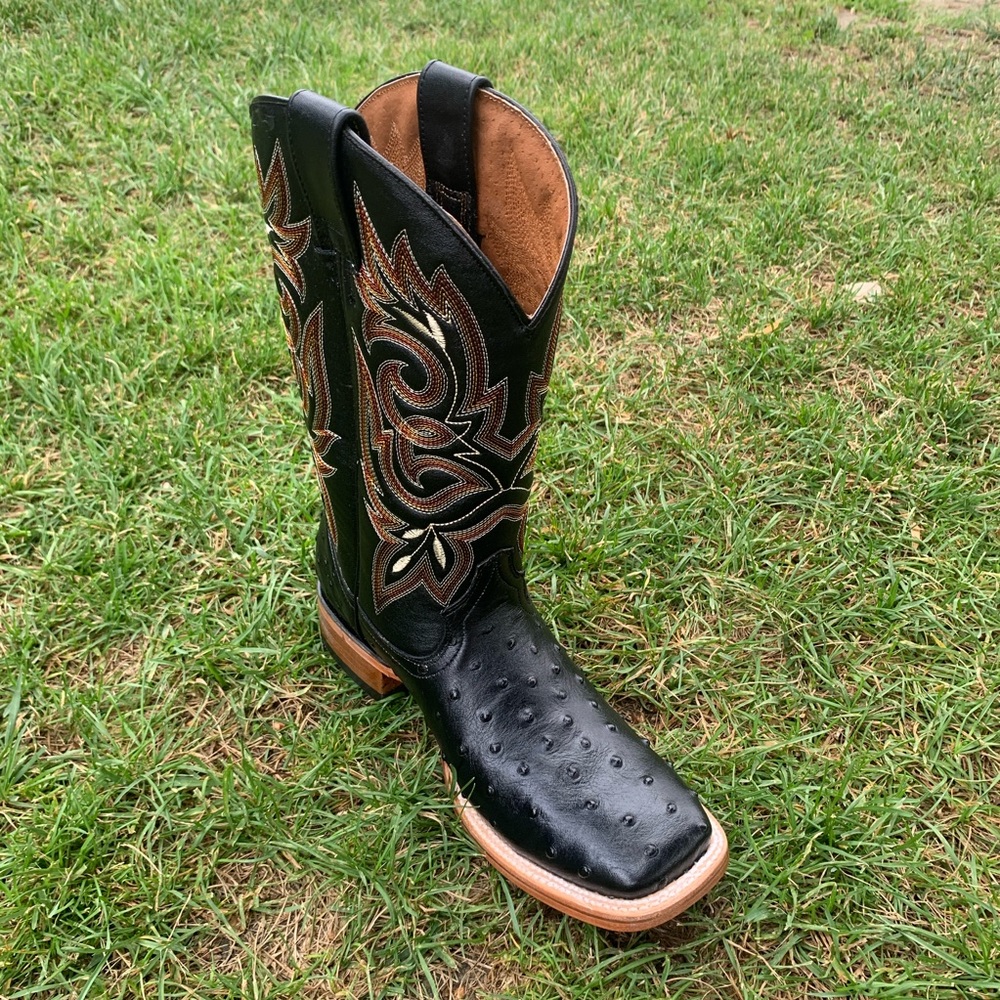 Men Western Genuine Leather Ostrich Print CowBoy Boots Bota Avestruz - Picture 7 of 7